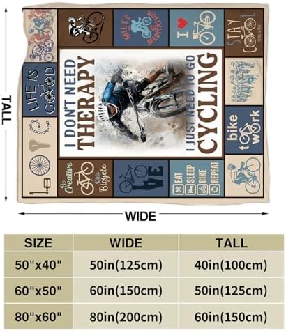 Bicycle Cycling Blanket Mountain Bike Throw Blanket Decor Stuff Cozy Flannel Fleece Soft Plush Fuzzy Warm Lightweight Bedding Gifts for Women Girls Kids 60"X50" - Image 6