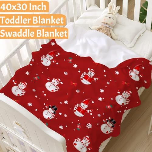 Christmas Snowman Print Baby Blanket Food Blanket Gifts Super Soft Swaddle Toddler Blanket, Newborn, Infant Nursery Blanket for Stroller, Crib XS 30x40 in for Pet/Toddler - Image 2