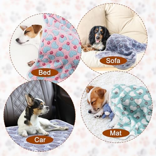 1 Pack 3 Blankets for Dog Puppy Cat (Small 23x16'', Purple, Pink, Green) - Image 4
