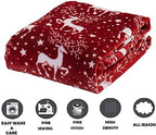 Elegant Comfort Luxury Velvet Super Soft Christmas Prints Fleece Blanket-Holiday Theme Home Décor Fuzzy Warm and Cozy Throws for Winter Bedding, Couch and Gift, 50 x 60 inch, Red Reindeer - Image 2
