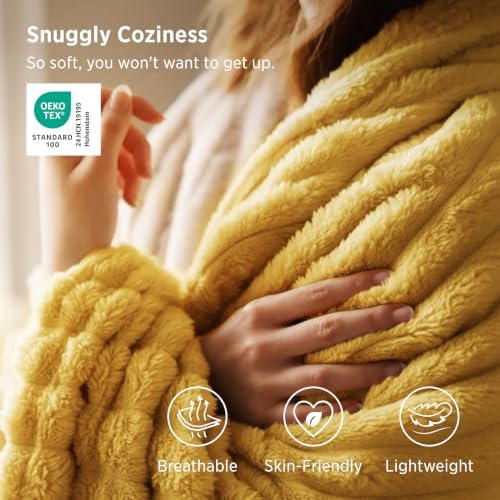 Bedsure Soft Yellow Throw Blanket for Couch Decor Gifts 50"x60" - Image 3