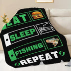Fishing Blanket for Girls Women Boys Men Adults Kids Soft Cozy Fleece Eat Sleep Fish Hamburger Throw Blankets Fisherman Gifts Warm Flannel Plush Lightweight Decor for Couch Bed Sofa 60"X50" - Image 5