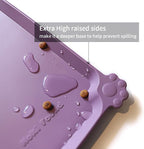 Hoki Found L Silicone Pet Food Mats Tray with Higher Lips- Non Slip Dog Cat Bowl Mats Placemat - Pet Feeding Mat - Waterproof Dog Cat Food Mats -Pet Water Mats for Carpet -Amethyst