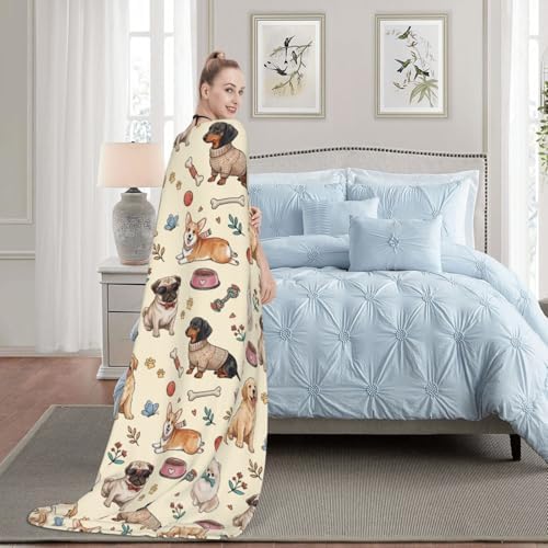 Puppy Dogs Flannel Fleece Throw Blanket, 60"x50" - Image 2