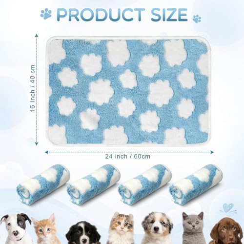 Tatuo 4 Pcs Fleece Dog Blanket for Puppy Cat, Sky Blue, 24 x 16 in, Cloud - Image 6