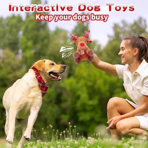 Christmas Dog Toys, Squeaky Dog Toys with Crinkle Paper, Interactive Plush Puppy Chew Toys, Cute Reindeer Dog Funny Toys, Dog Gifts for Small, Medium, Large Breed - Image 7