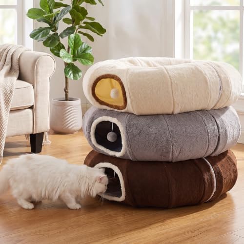 ZOMISIA Large Cat Tunnel Bed for Indoor Cats, Donut Peekaboo Tunnel,Grey - Image 3