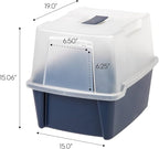 IRIS USA Large Front Door Cat Litter Box, Walk-in Entry, Navy | Easy Access Needs, Private Enclosure Design, Covered Walk-Through, Contained Environment, Privacy Hood