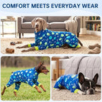 Dog Pajamas for Small Dogs, Soft Stretch Dog Onesie, Lightweight Puppy Pajamas, Blue Jellyfish Print Recovery Suit Small (5-10lb) - Image 5