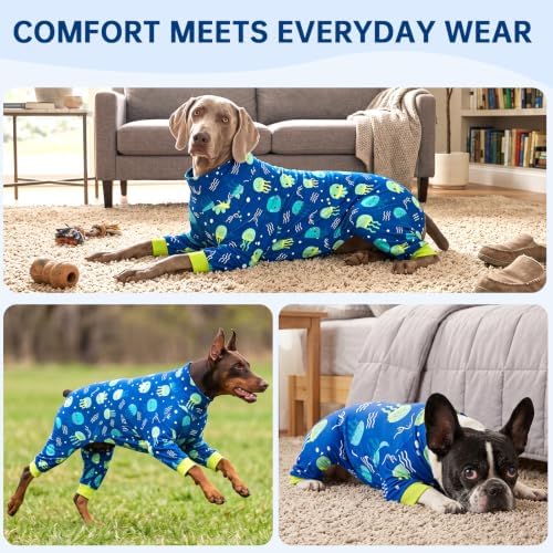 Dog Pajamas for Small Dogs, Soft Stretch Dog Onesie, Lightweight Puppy Pajamas, Blue Jellyfish Print Recovery Suit Small (5-10lb) - Image 5
