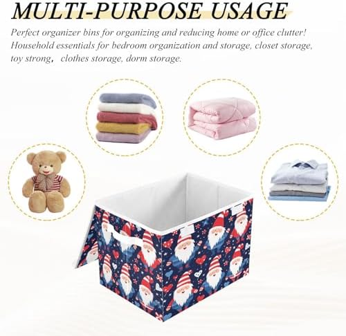 Bolaz Storage Bins with Lids and Handles,Cute Gnmoes American National Day Storage Box Storage Basket with Cover Collapsible Organizer Containers for Home Closet, Shelves - Image 7