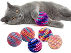 Colorfull Cats Ball Toy with Bell Inside, Hand-Knitted Woolen Yarn Cat Ball - Image 6