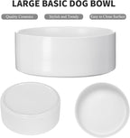 8'' Ceramic Raised Dog Bowl - 70Oz Dog Food & Water Bowl with Elevated Non-Slip Bamboo Stand, Dishwasher & Microwave Safe, Anti Vomiting Heavy Duty Pet Bowl for Medium and Large Dogs, White