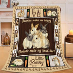Bunny Throw Blanket Rabbit Bunny Stuff Gifts for Kids Girls Boys Adults Women Men Soft Cozy Warm Plush Fluffy Fuzzy Fleece Blanket 50''X60'' - Image 2