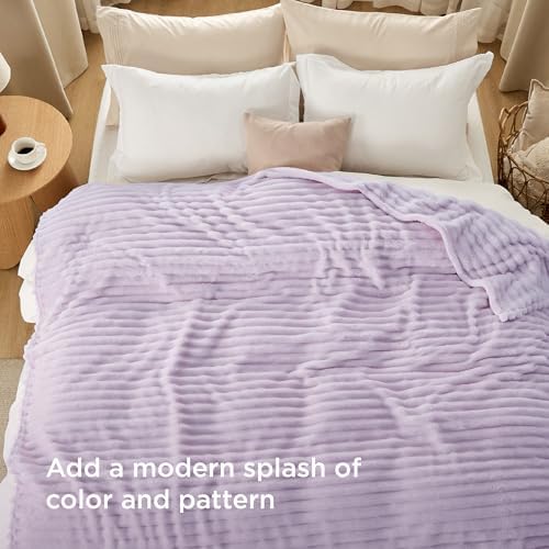 Bedsure Soft King Size Blankets for Bed Lavender Fog 108"x90" - Image 3