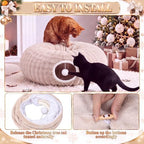 Christmas Tree Cat Tunnel 36 in Donut Bed, Cream, Bubble Fleece, Fluffy - Image 5