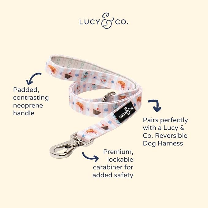 Lucy & Co. Sipping Slowly Dog Leash, Durable Matching Dog Lead with Heavy Duty Hardware, Small