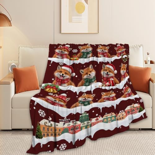Christmas Fox Throw Blanket Snowy Woodland Holiday Gifts 50''x60'' - Image 4