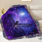 Dragonfly Blanket for Girls Women Boys Men Adults Kids Soft Cozy Fleece Purple Galaxy Starry Dragonfly Throw Blankets Gifts Warm Flannel Plush Lightweight Decor for Couch Bed Sofa 50"X40" - Image 4