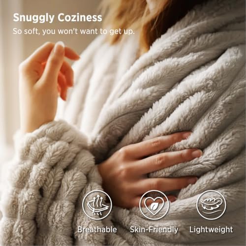 Bedsure Soft Twin Blanket for Bed Decor Gifts Beige 60"x80" - Image 3
