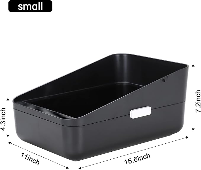 Sfozstra Small Cat Litter Box: Leak Resistant Removable Tray Modern Style | Cats Under 8 lbs/ Anti Tracking Pedal / Easy Cleaning / Apartment Friendly/ Minimalist Black Look