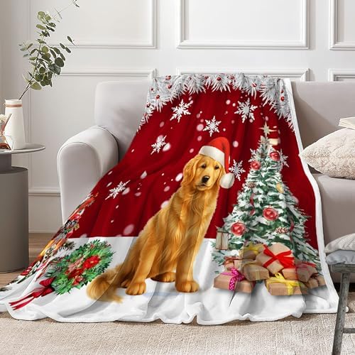 Christmas Throw Blanket Soft and Warm Throw Blankets for Couch Sofa Bed Winter Holiday Snowflakes Cute Dog Decorative Cozy Blanket Blanket 50"x60" - Image 5