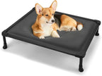 Veehoo Chew Proof Elevated Dog Bed, Padded Indestructible Raised Dog Cot | Orthopedic Dog Platform Bed with Soft Padded Mat, Durable Waterproof Pet Cot for Indoor, Outdoor or Crate, 35-Inch, Grey