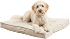 Indoor Dog Bed with Removable Washable Cover, Soft Basketweave Fabric, Reversible Cushion, Carry Handle, Baffle Construction to Help Prevent Fill Shifting, Cream - Large (40"x40")
