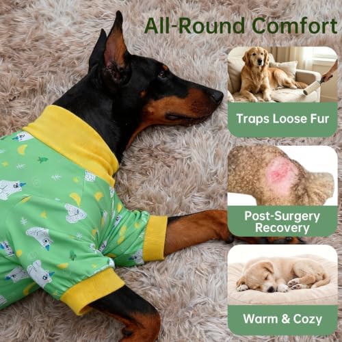 Dog Pajamas for Medium and Large Dogs, Green Bear, 2XL - Image 4