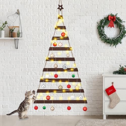 Vercraft Cat Proof Wall Christmas Tree with Light Hanging Mounted Wood - Image 5