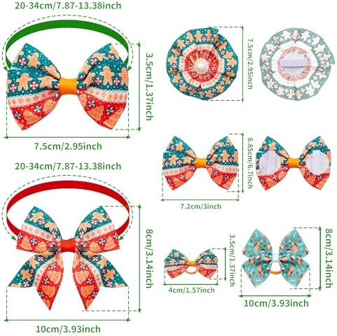 120PCS Christmas Dog Bows Bulk 20PCS Bowties with Adjustable Collar 40PCS Hair Bows 60PCS Flowers and Bowties Attachments for Girl Female Boy Male Dogs Grooming Accessories - Image 2