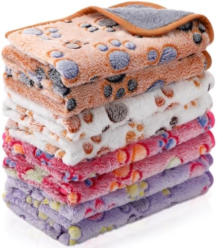 Reginary 4 Pcs Guinea Pig Fleece Cage Liners, Paw Print, 24 x 47 Inch by Reginary