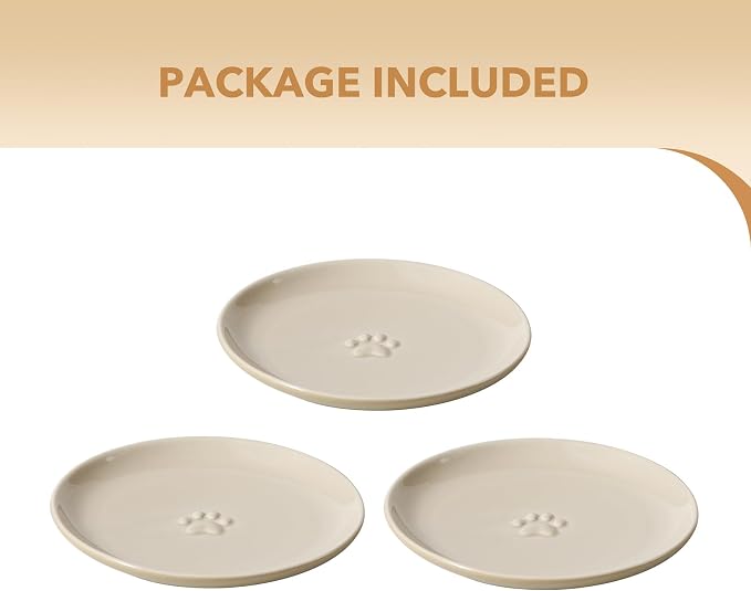Havniva Ceramic Cat Bowls, Shallow Cat Dishes, Cat Food Plate Set of 3 | Wide Opening, 6” Cat Plates, Ceramic Cat Food Bowls for Wet & Dry Food, Non-slip Rubber Base, Whisker Friendly Cat Bowl