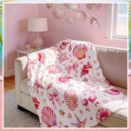 Breling Pink Ocean Beach Throw Blanket Seashells Starfish 50x60 Inch - Image 4
