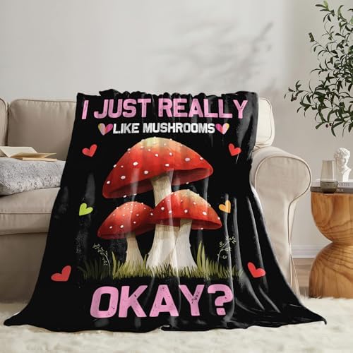 Red Mushroom Blanket for Girls Women Boys Men Adults Kids Soft Cozy Fleece Mushrooms Lovers Throw Blankets Gifts Warm Flannel Plush Lightweight Decor for Couch Bed Sofa 60"X50" - Image 4