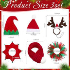 Talltalk 3 Pack Dog Christmas Costume Classic Christmas, Santa Caps Collars - Image 2