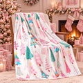 Fuweave Pink Christmas Tree Throw Blanket 50 x 60 Inches Christmas Blanket by FuWeave