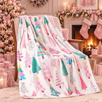 Fuweave Pink Christmas Tree Throw Blanket 50 x 60 Inches Christmas Blanket by FuWeave