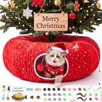 Christmas Tree Cat Tunnel with 40 Cat Toys, Christmas Tree Skirt by MOYMO