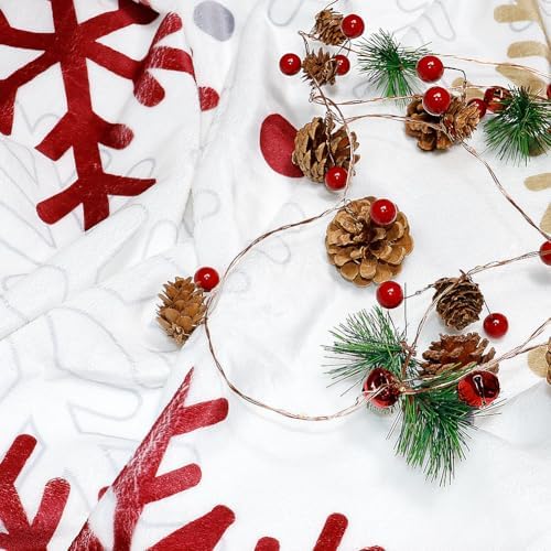Christmas Throw Blanket Snowflake Fleece Throw Blanket Winter Holiday Lightweight Decorative Blankets Super Soft Cozy Throw Blankets for Home Sofa Couch(Red/Gold Snowflake) 50" x 60" - Image 7