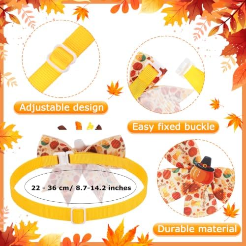Huhumy 50 Pcs Fall Dog Bow Tie Bulk Thanksgiving Pet Collar for Dog Cat - Image 4