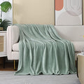 Saga Green Fleece Plush Throw Blanket 50"x60"for Couch Fuzzy Cozy Flannel by JIAHANNHA