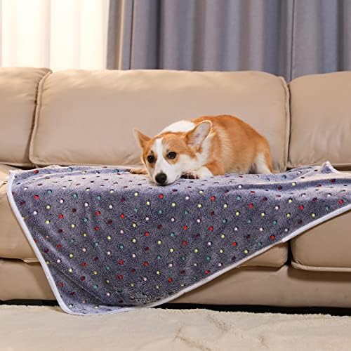 Luciphia 1 Pack 3 Blankets Super Soft Cute Dot Pattern Pet Blanket Flannel Throw for Dog Puppy Cat Medium(30x20), Grey - Image 6
