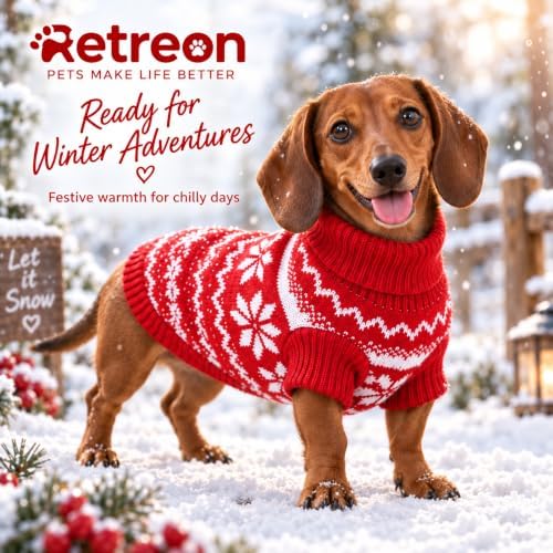 Dog Sweater for Small Dogs Girl Boy Winter, Dog Clothes, Red, M - Image 7