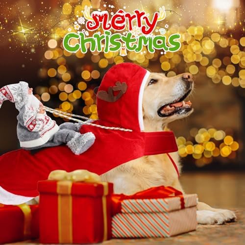 BWOGUE Santa Dog Costume, Dog Christmas Outfit, Santa Rider Costume, XXL - Image 2