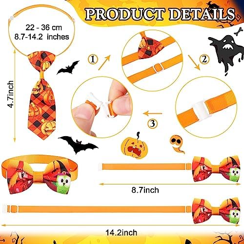 Chunful 150 Pcs Adjustable Halloween Dog Bow Ties & Pet Neckties, Ghost - Image 4