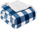 Touchat Sherpa Plaid Twin Blanket 60" X 70", Fuzzy Fluffy Soft Cozy Throw Blanket, Twin Size Plush Fleece Flannel Plush Microfiber Blanket for Couch Bed Sofa (Navy) by TOUCHAT