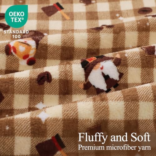 Gnome Coffee Throw Fleece Blanket,Checkered Theme Flannel Blankets,50"x60" - Image 2