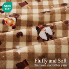 Gnome Coffee Throw Fleece Blanket,Checkered Theme Flannel Blankets,50"x60" - Image 2