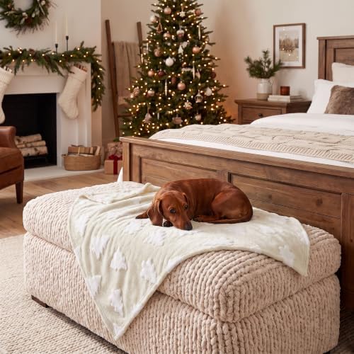 Horaldaily Beige Christmas Trees Shape 3D Textured Pets Blanket 30x40 - Image 2